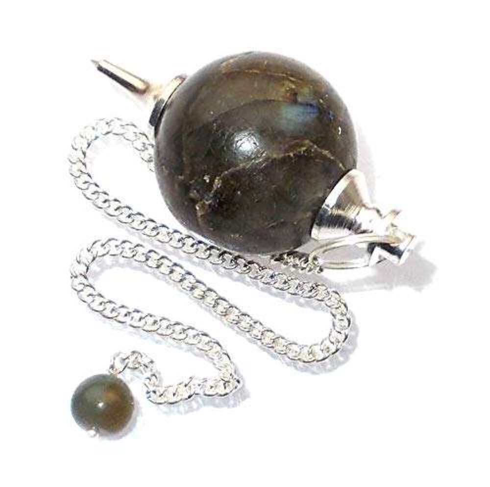 Natural High Quality Labradorite Gemstone Crystal Sphere Ball Pendulum - High-quality Labradorite 2 Inch Size Grey Color Weighs 20 Grams | Ideal For Intuition Balance Protection