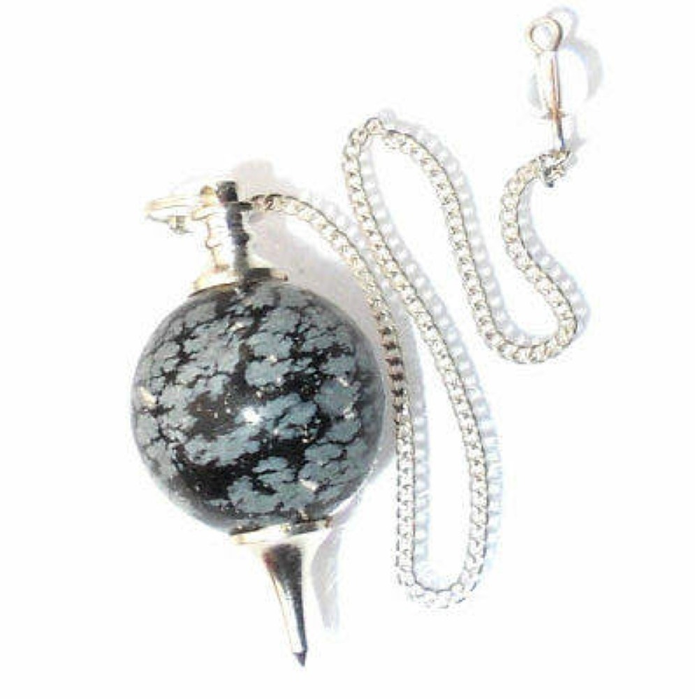 Natural High Quality Snowflake Jasper Gemstone Crystal Sphere Ball Pendulum - Round 2 Inch Black & White | 20g Weight Unique Gemstone Design