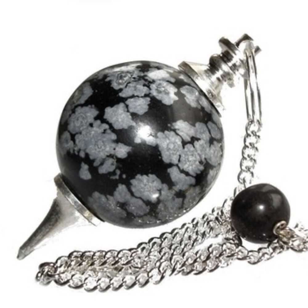 Natural High Quality Snowflake Jasper Gemstone Crystal Sphere Ball Pendulum - Round 2 Inch Black & White | 20g Weight Unique Gemstone Design