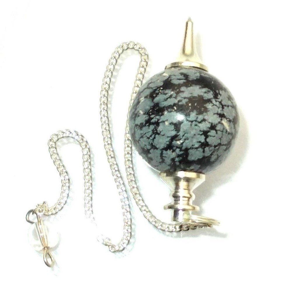 Natural High Quality Snowflake Jasper Gemstone Crystal Sphere Ball Pendulum - Round 2 Inch Black & White | 20g Weight Unique Gemstone Design