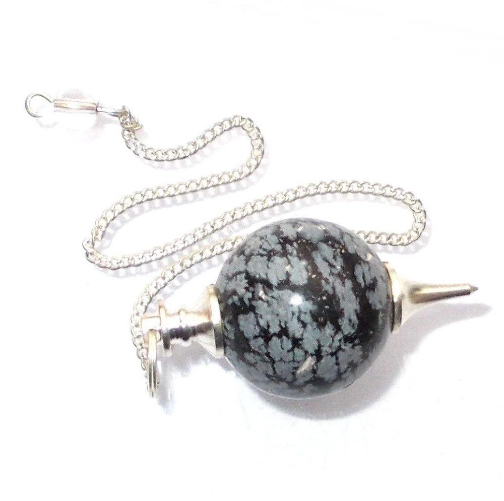 Natural High Quality Snowflake Jasper Gemstone Crystal Sphere Ball Pendulum - Round 2 Inch Black & White | 20g Weight Unique Gemstone Design