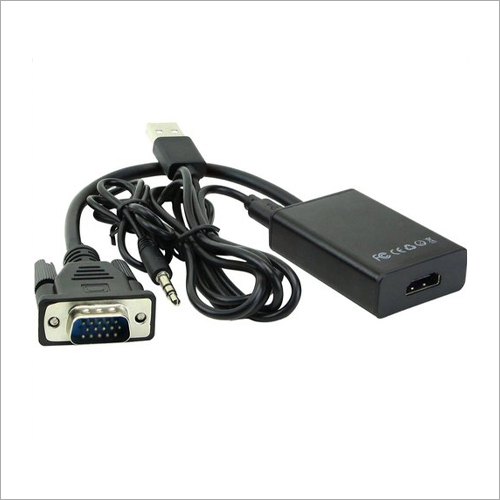 VGA To HDMI Connector - High-Quality Flexibility, Black USB Cable, 1920x1080 Resolution Support - Quick Connection & Long-Lasting Reliability