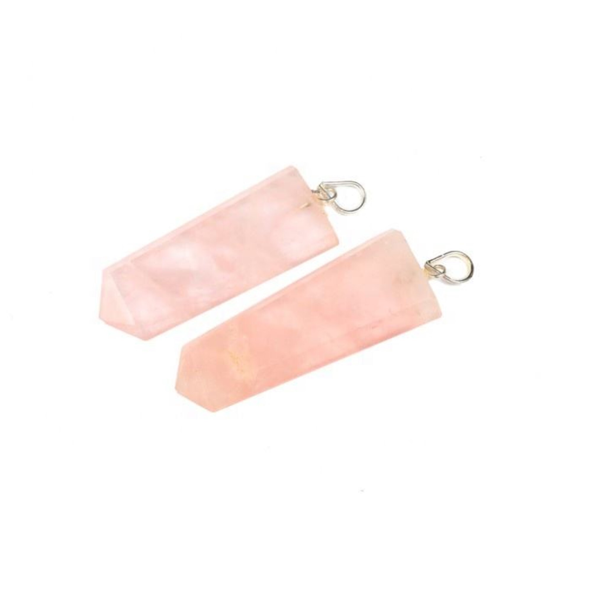 Natural Rose Quartz Seven Chakra Stones Flat Pendant - Natural Gemstone, Flat Design, Pink Color | Ideal For All Occasions, Symbolizes Harmony And Balance