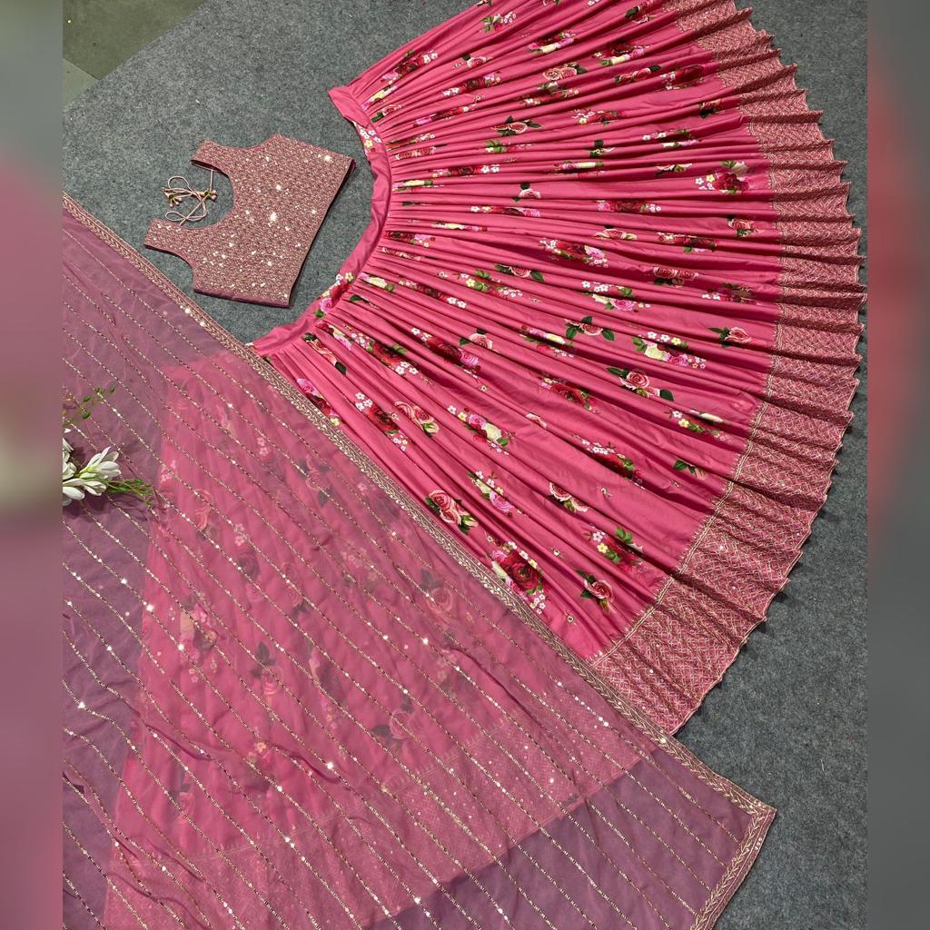 Women Embroidered Attractive Party Wear Silk Lehenga Choli