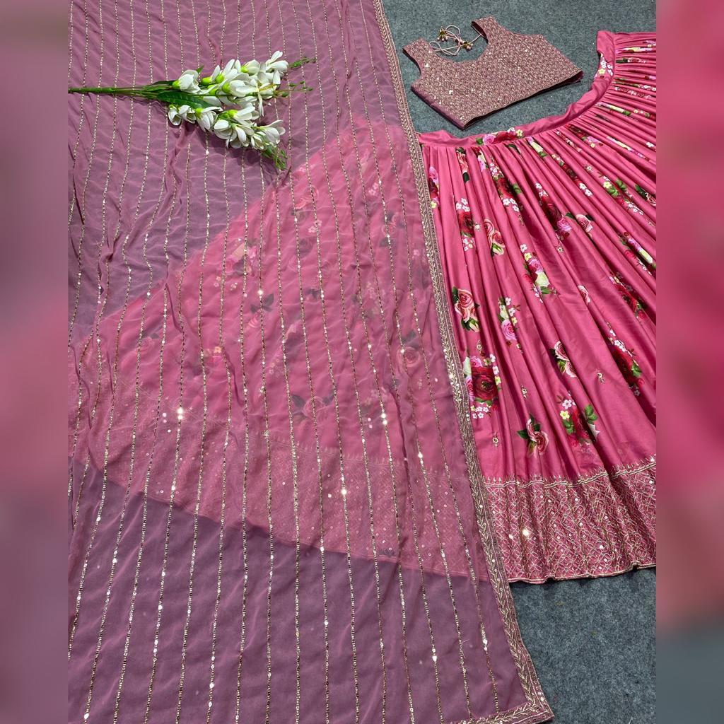 Women Embroidered Attractive Party Wear Silk Lehenga Choli
