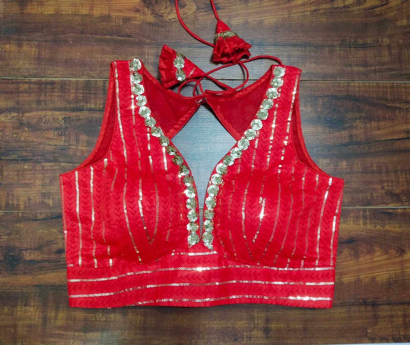 Women Silk Fabric With Sequence And Thread Heavy Work Blouse