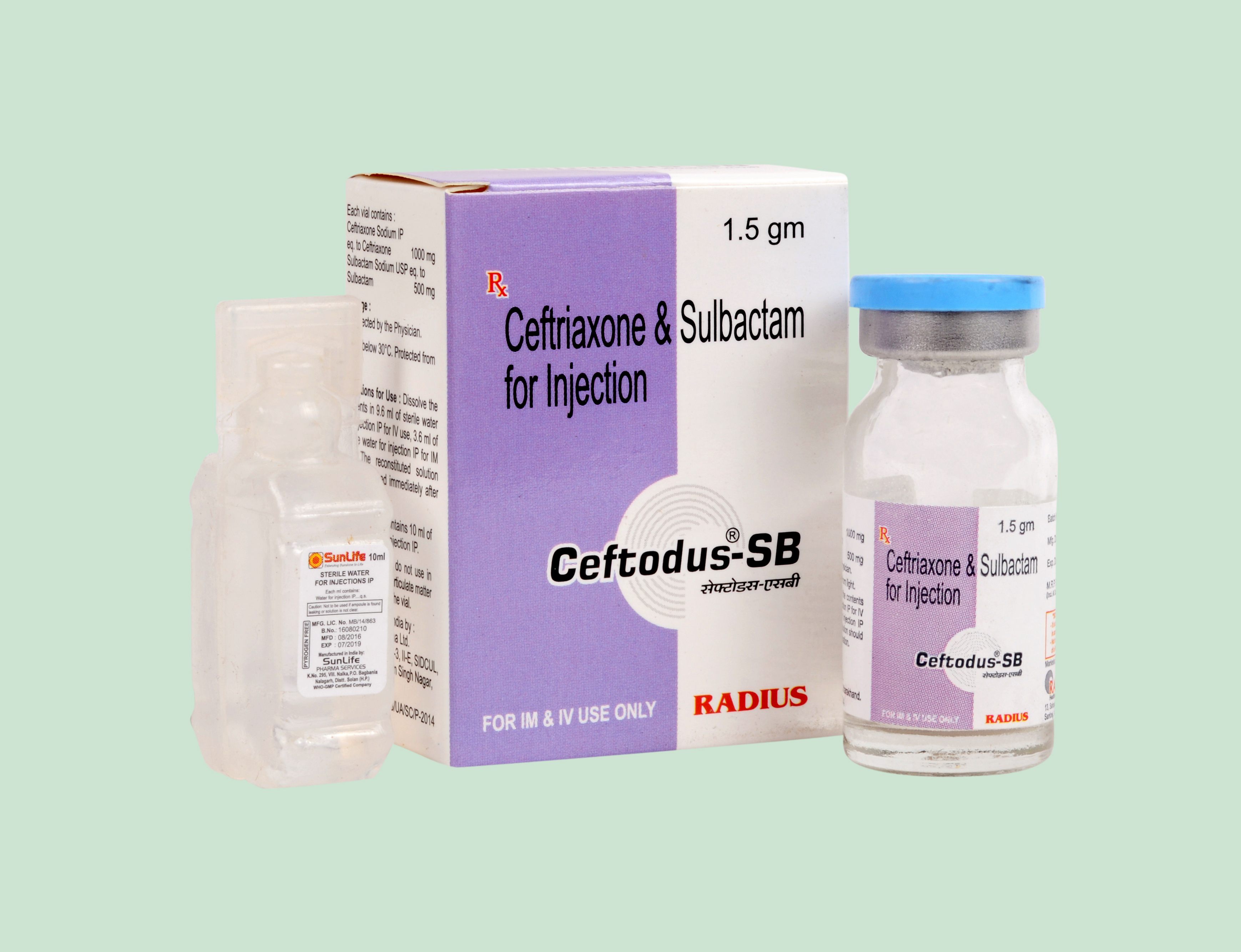 Ceftodus-sb 1.5 Injection Ingredients: Ceftriaxone 1000 Mg
Tazobactum 125 Mg