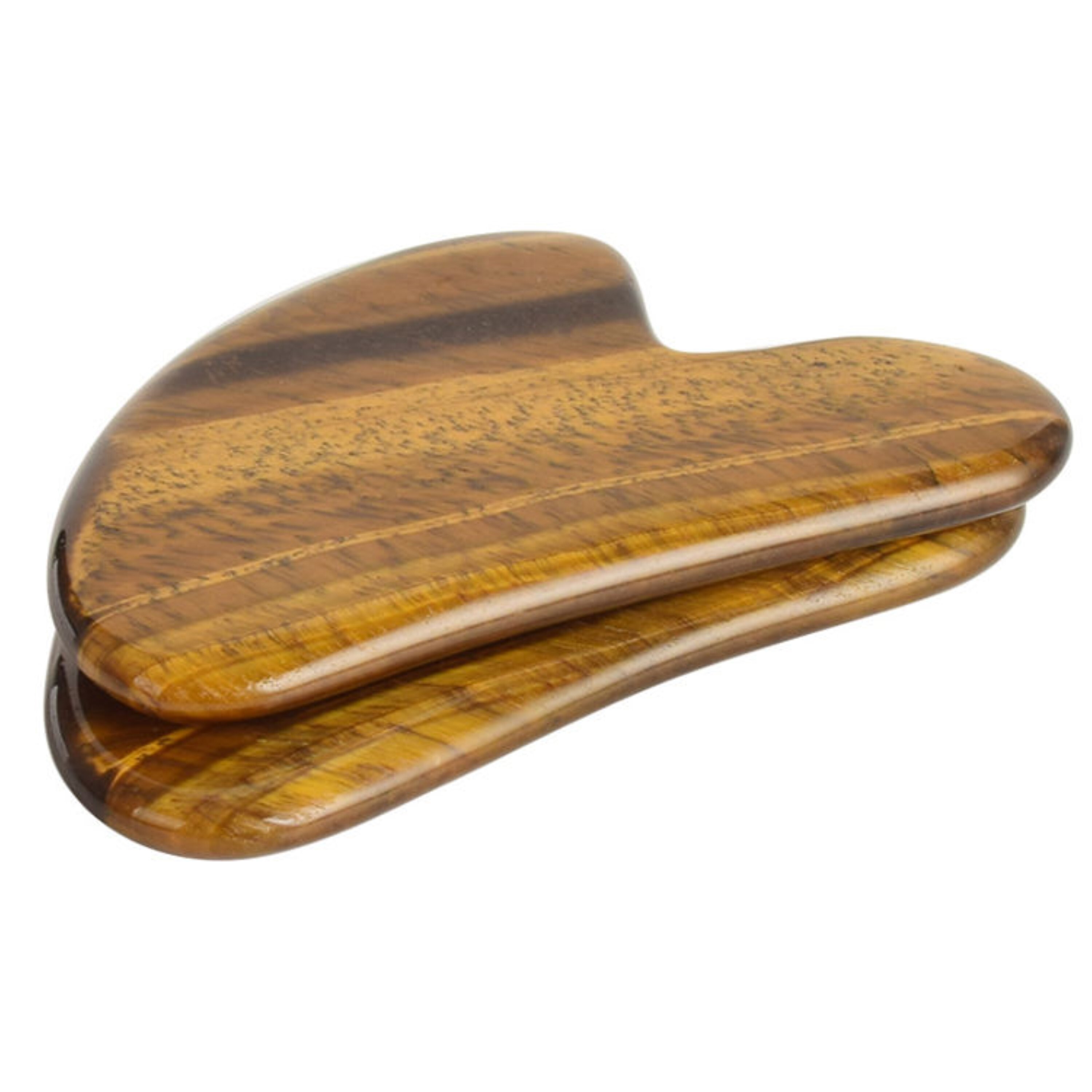 Natural Tiger Eye Gemstone Face Massage Gua Sha - Natural Agate, 3 Inch Size, Yellow & Black Color | Enhance Blood Circulation & Lymphatic Drainage