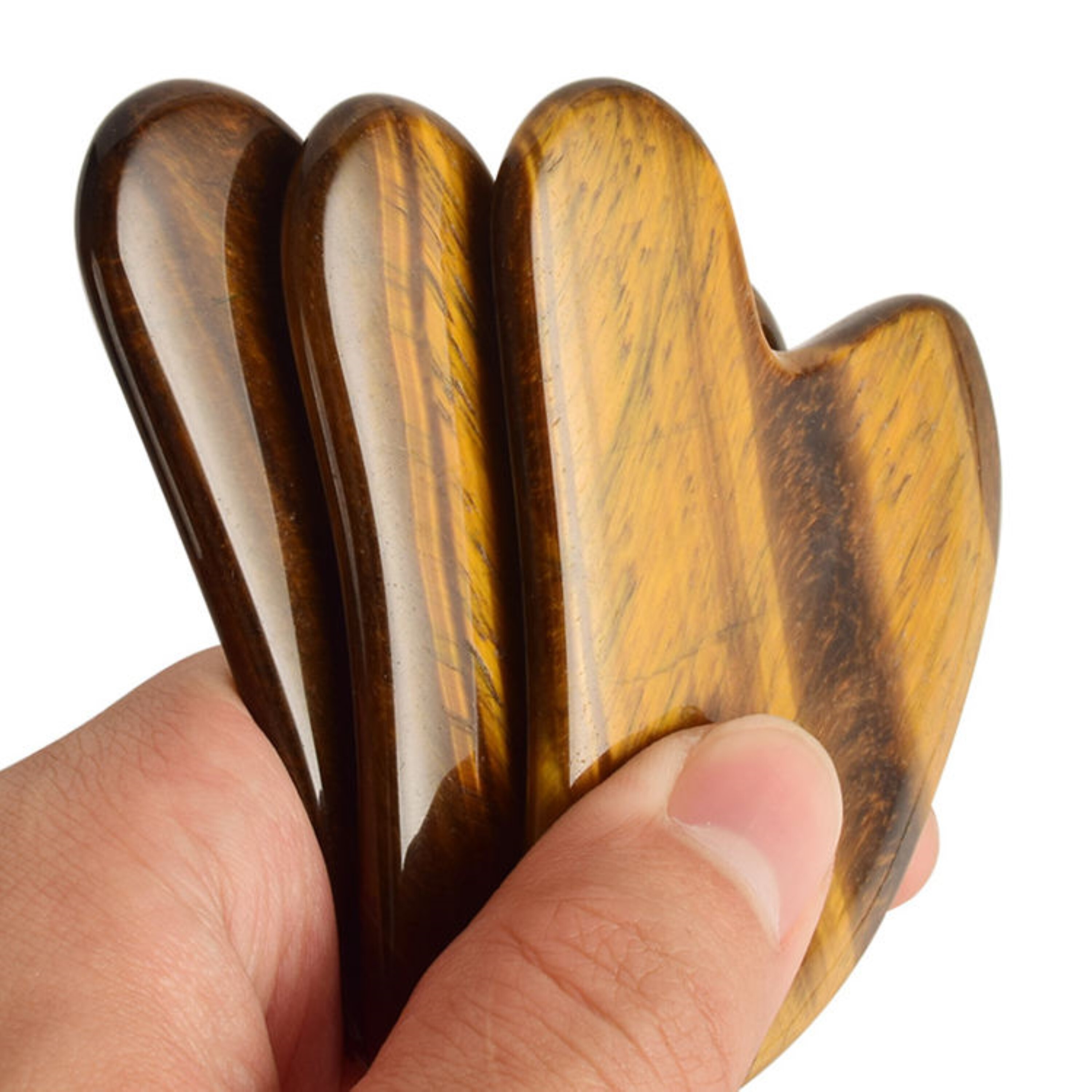 Natural Tiger Eye Gemstone Face Massage Gua Sha - Natural Agate, 3 Inch Size, Yellow & Black Color | Enhance Blood Circulation & Lymphatic Drainage
