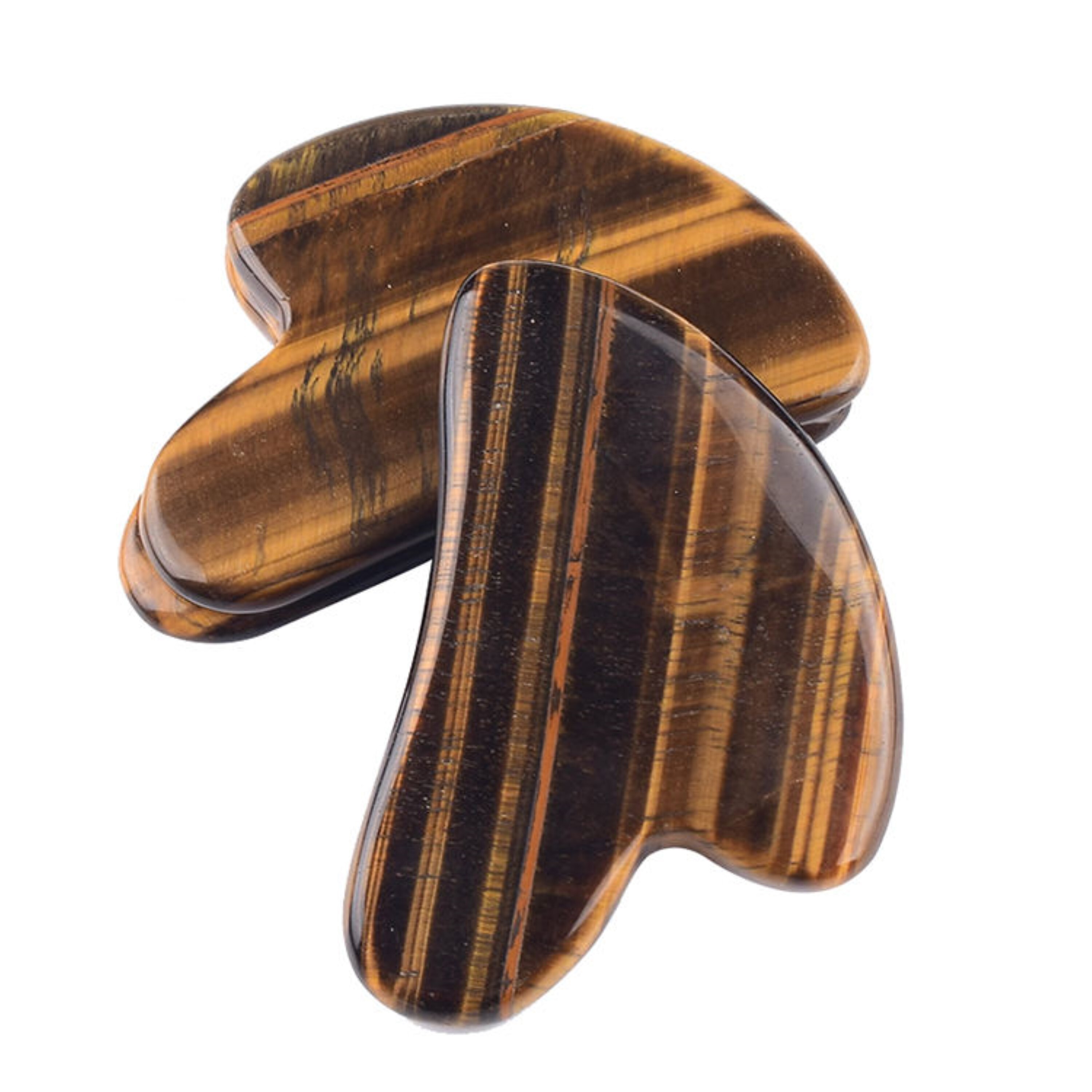 Natural Tiger Eye Gemstone Face Massage Gua Sha - Natural Agate, 3 Inch Size, Yellow & Black Color | Enhance Blood Circulation & Lymphatic Drainage