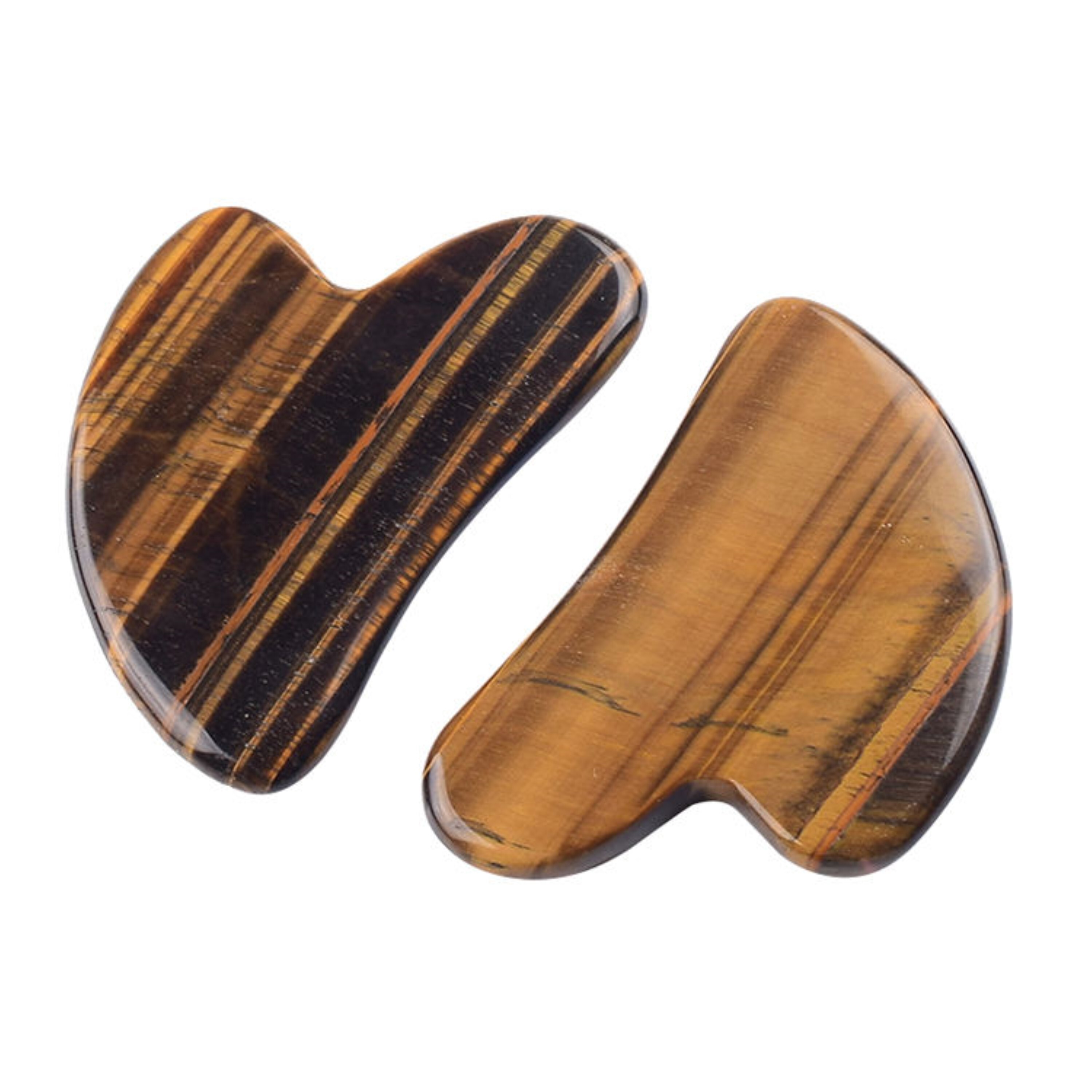 Natural Tiger Eye Gemstone Face Massage Gua Sha - Natural Agate, 3 Inch Size, Yellow & Black Color | Enhance Blood Circulation & Lymphatic Drainage