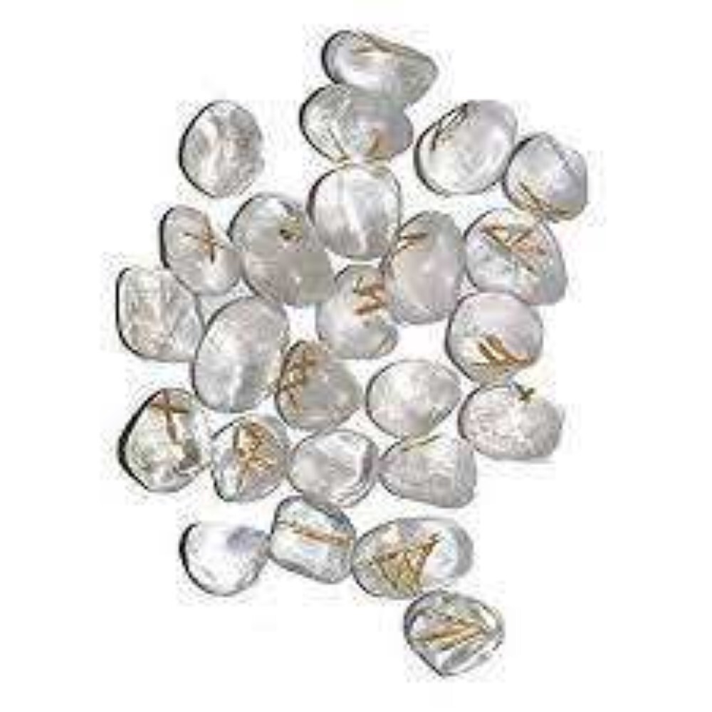Natural Clear Quartz Gemstone Rune Set - Natural Quartz, 18x22 Mm, White Color | A+ Grade, Oval & Round Brilliant Cut, 100 Grams