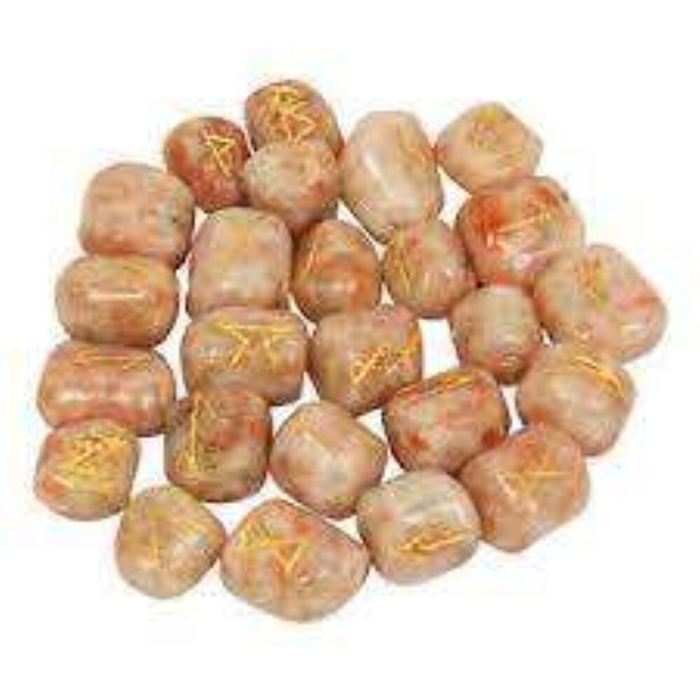 Natural Sun Stone Gemstone Rune Set - Grade: A+