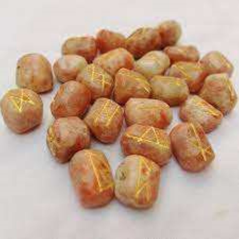 Natural Sun Stone Gemstone Rune Set - Grade: A+