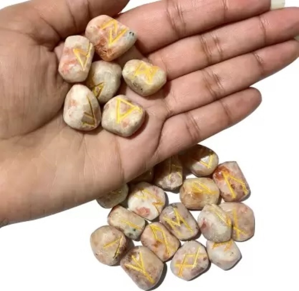 Natural Sun Stone Gemstone Rune Set - Grade: A+