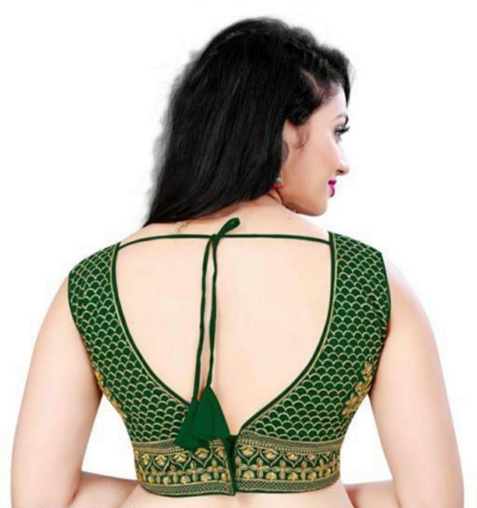 Tulsi Fancy Blouse - Net, Free Size, 12 Inches Length | Gold Color, Floral Embroidery, Comfortable Wear, Elegant Design, Versatile Style, Sleeveless, V-neck