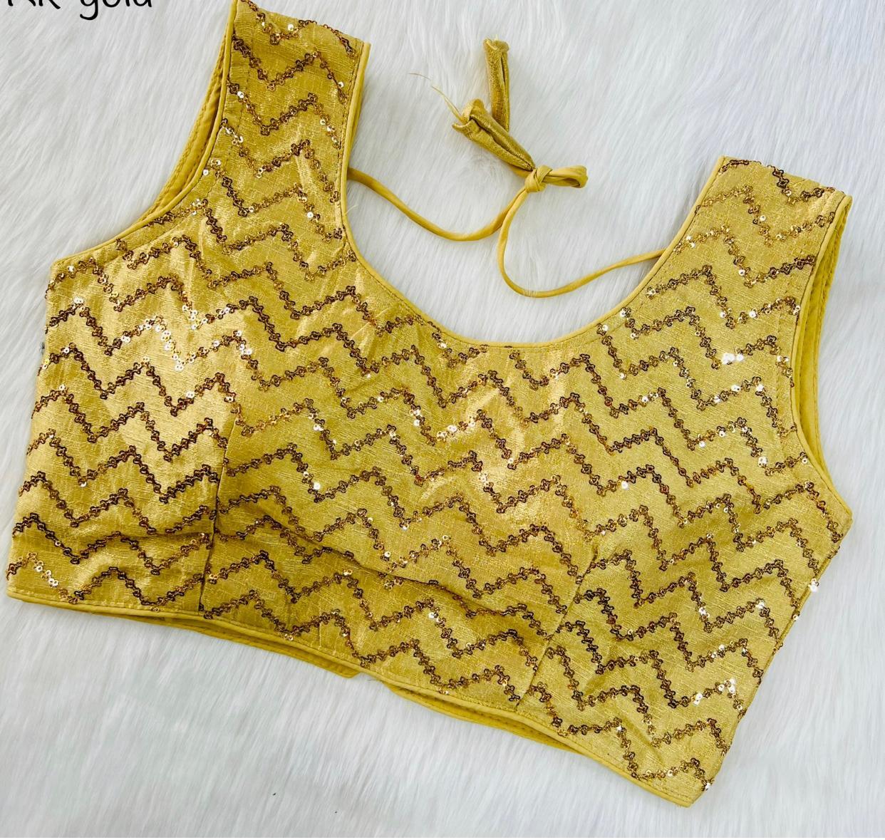 Lahriya Fancy Blouse - Sequined Fabric, Round Neck, Sleeveless | Comfortable Fit, Elegant Look, Intricate Embroidery, Sequined Embellishment, Versatile Style