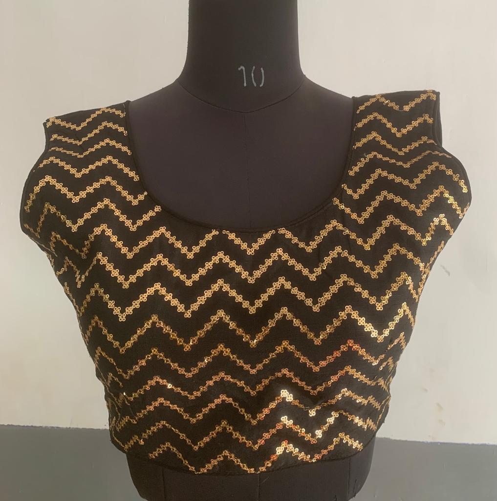 Lahriya Fancy Blouse - Sequined Fabric, Round Neck, Sleeveless | Comfortable Fit, Elegant Look, Intricate Embroidery, Sequined Embellishment, Versatile Style