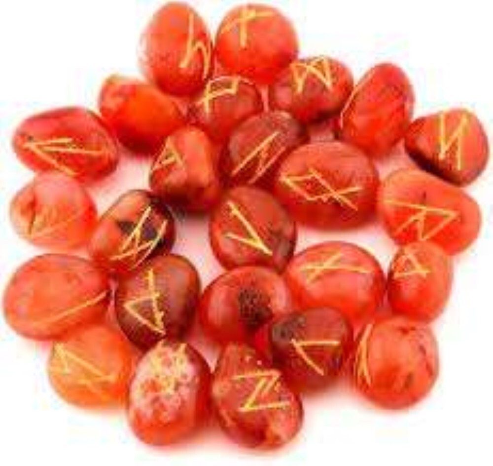 Natural Red Carnelian Gemstone Stone Rune Set - Agate & Carnelian, 18x22 Mm , A+ Grade, Vibrant Red, 100g Weight, Round Brilliant Cut