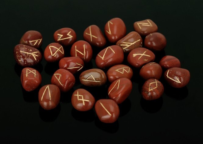 Natural Red Jasper Gemstone Rune Set - A+ Grade, 18x22 Mm Round Brilliant Cut, Red, Natural Stone | Perfect For Divination And Meditation Practices