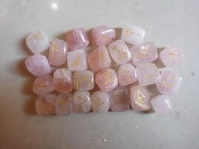 Natural Rose Quartz Gemstone Rune Set - Natural Quartz, 18x22 Mm, Pink Rose Color | A+ Grade, Round Brilliant Cut, Each Stone 100 Grams