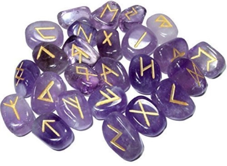 Natural Amethyst Stone Gemstone Rune Set - Natural Amethyst, 18x22 Mm, Purple Color, A+ Grade, Round Brilliant Cut, 100 Grams Weight