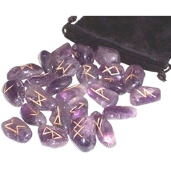 Natural Amethyst Stone Gemstone Rune Set - Natural Amethyst, 18x22 Mm, Purple Color, A+ Grade, Round Brilliant Cut, 100 Grams Weight