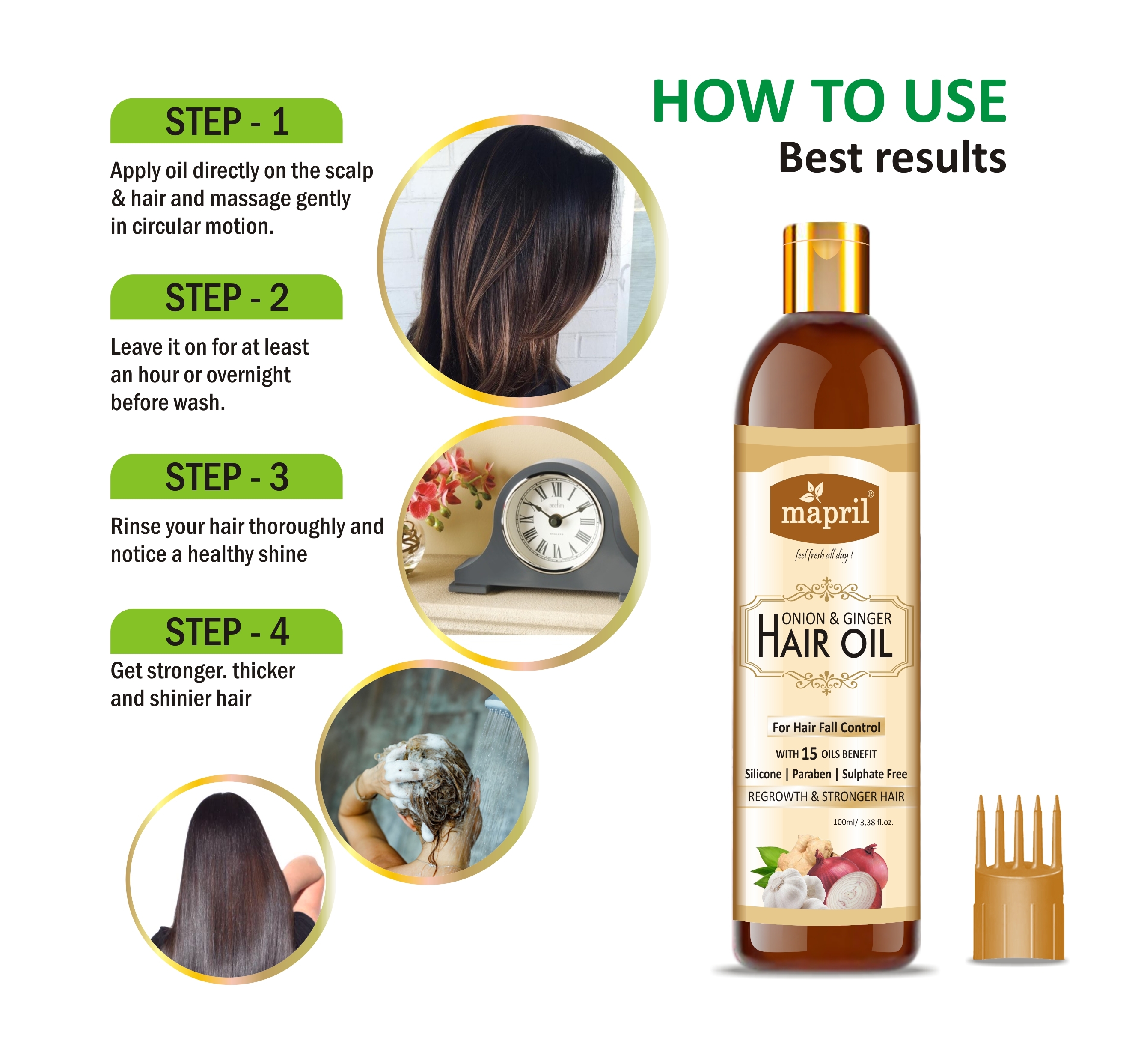 Onion And Ginger Hair Oil - Herbal Product, 100 To 500 Ml | Anti-dandruff, Boosts Hair Growth, Suitable For All Hair Types, Nourishes Scalp, Reduces Hair Fall