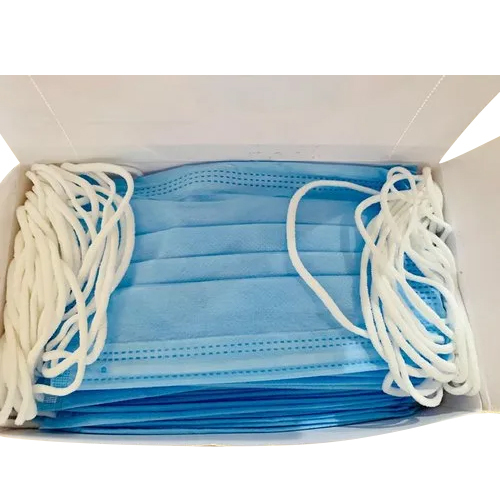 Non Woven Fabric Surgical Masks - Three Layered Blue Color | Disposable Medical Grade Sterilized For Industrial Safety And Anti Pollution