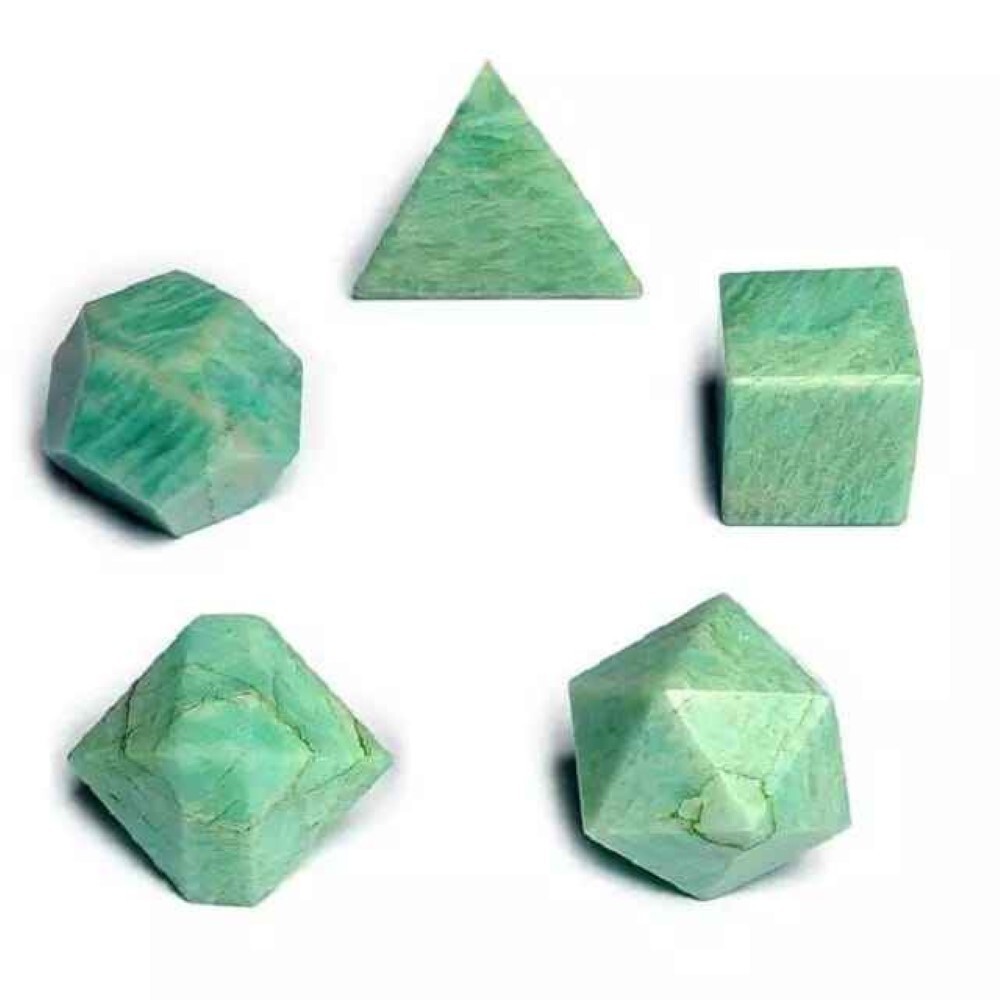 Amazonite Gemstone Platonic Solids Geometry Set - Color: Green