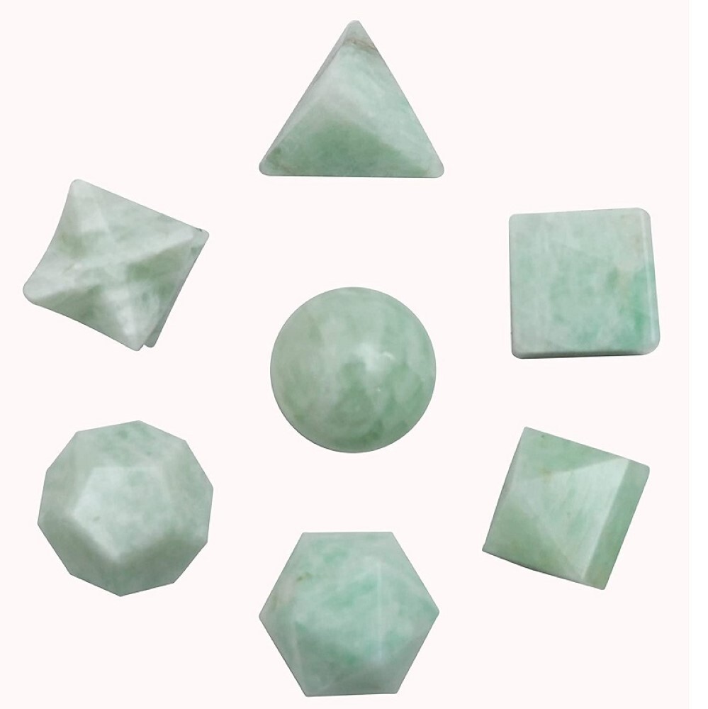 Amazonite Gemstone Platonic Solids Geometry Set - Color: Green