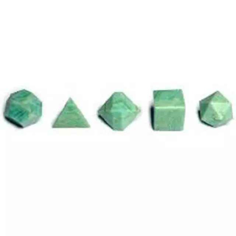 Amazonite Gemstone Platonic Solids Geometry Set - Color: Green