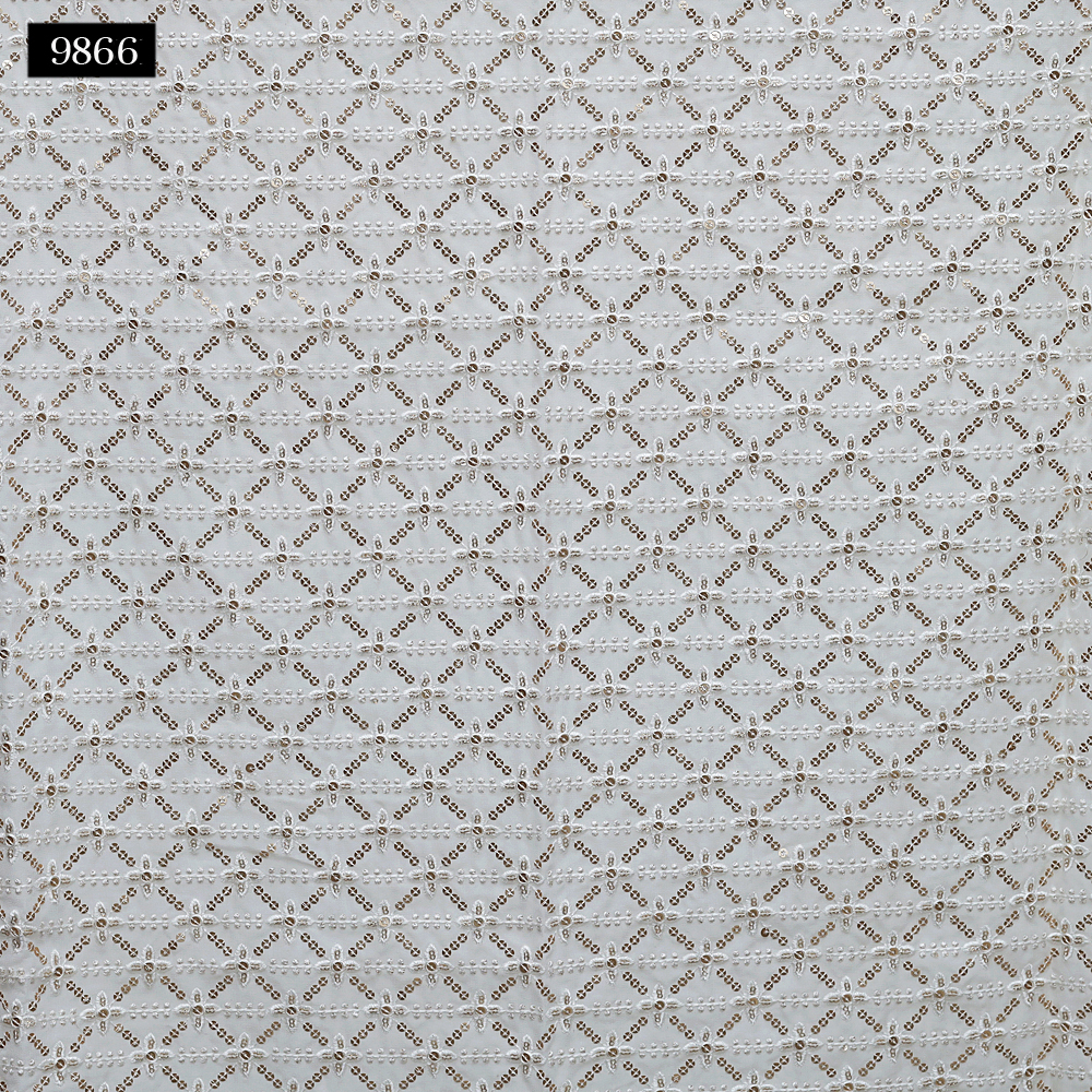 Sequine All Over Fabric - Cotton Georgette, 44 Inch Width | White Dyed, Embroidered Plain & Net Styles For Sherwani