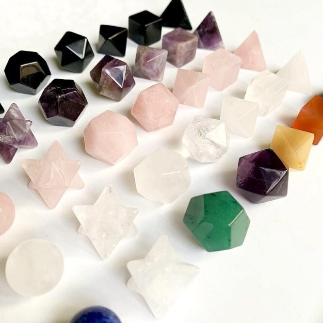Black Agate Gemstone Platonic Solids Geometry Set - Agate Material, 1 Inch Size, Black Color | Perfect For Spiritual, Meditation, And Decorative Use