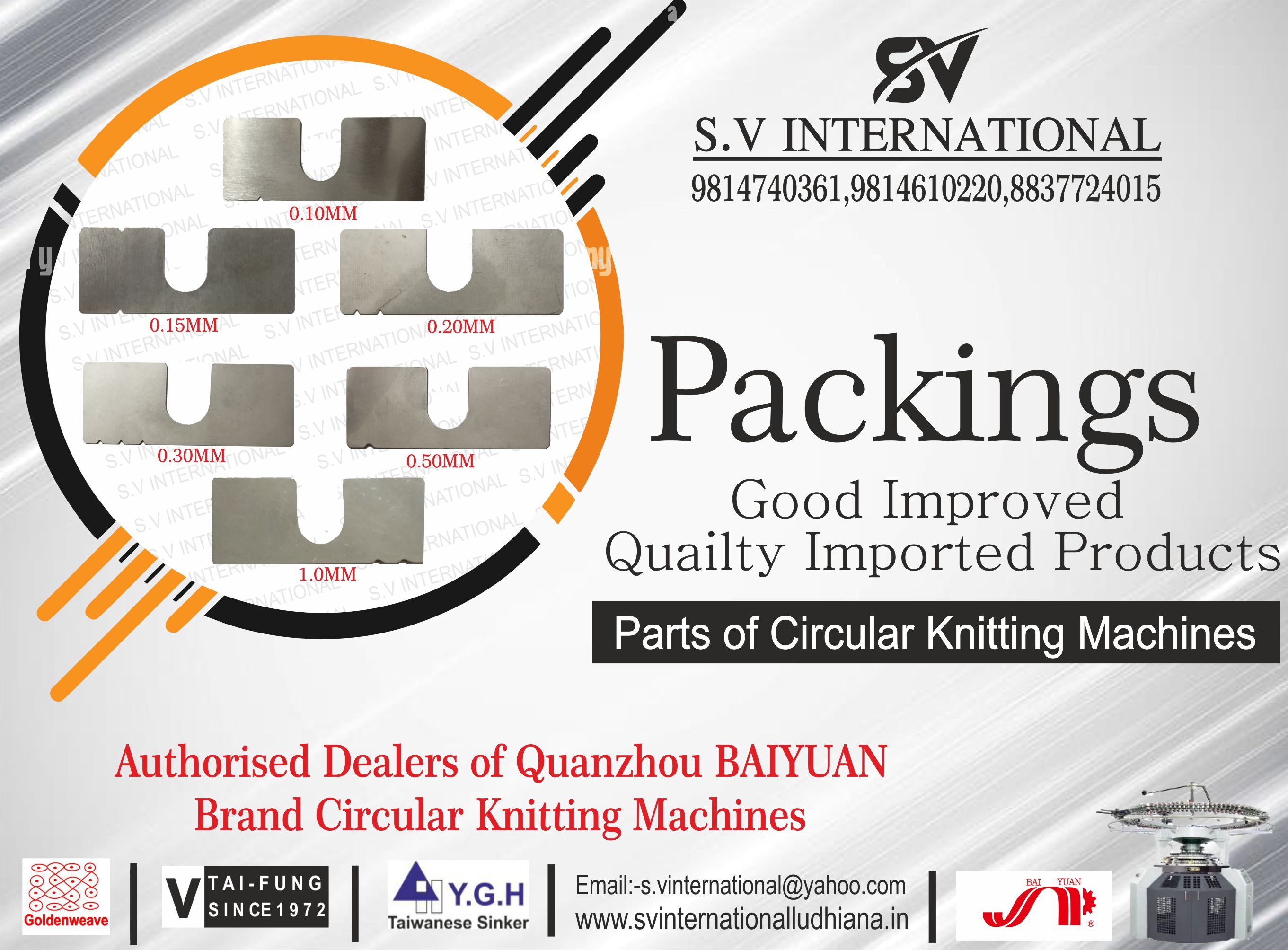 Packings - Shim | Industrial Usage, Warranty Included, Designed For Circular Knitting Machines Needles, Sinkers, Jacks, Hooks, And Cutters