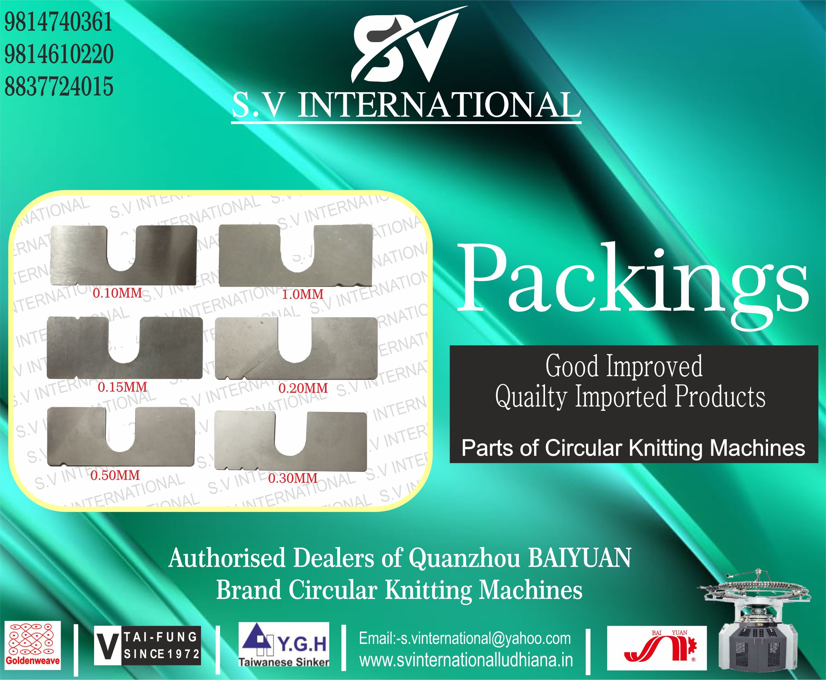 Packings - Shim | Industrial Usage, Warranty Included, Designed For Circular Knitting Machines Needles, Sinkers, Jacks, Hooks, And Cutters