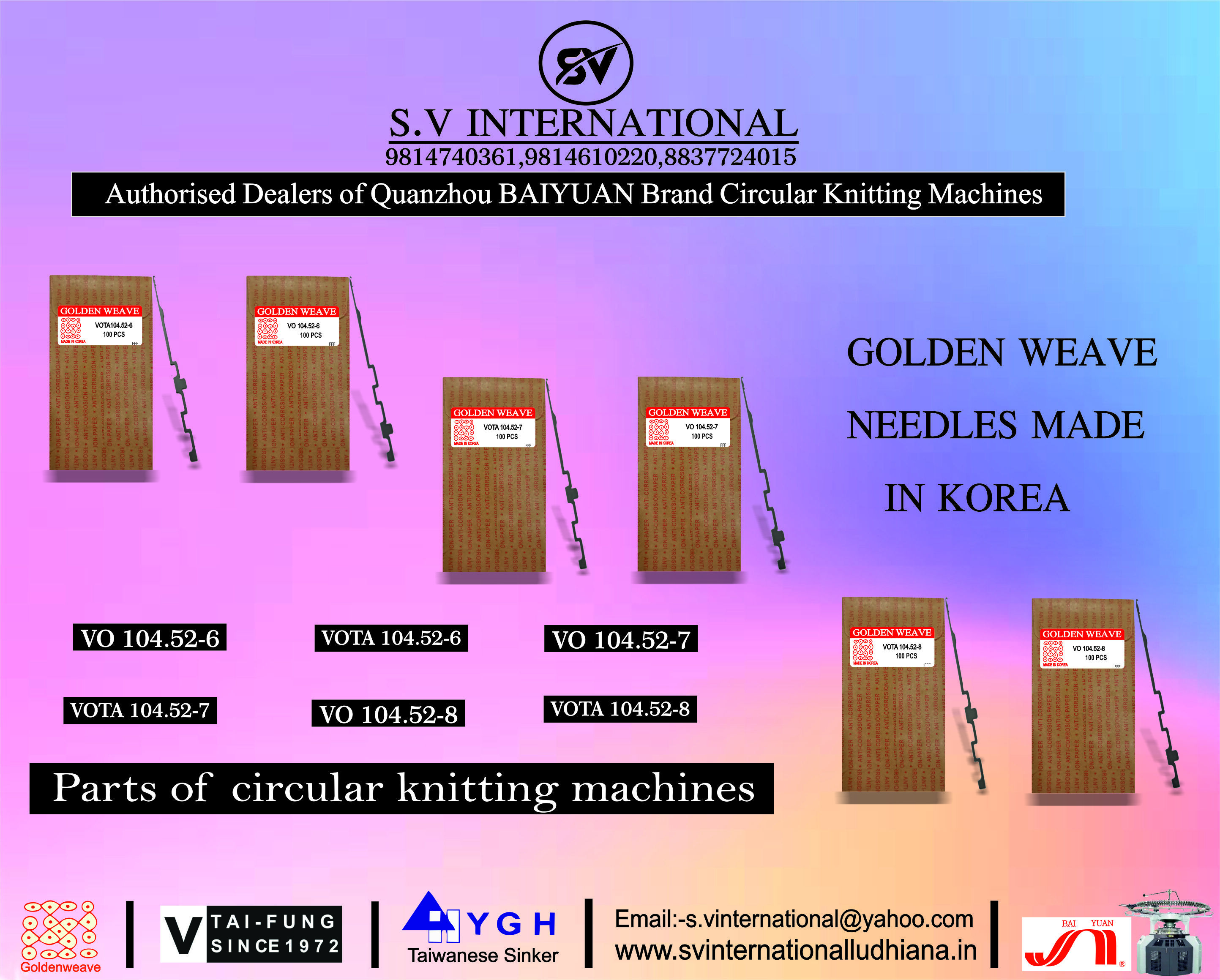 Golden Weave Brand Circular Knitting Machine Needles Originated From South Korea