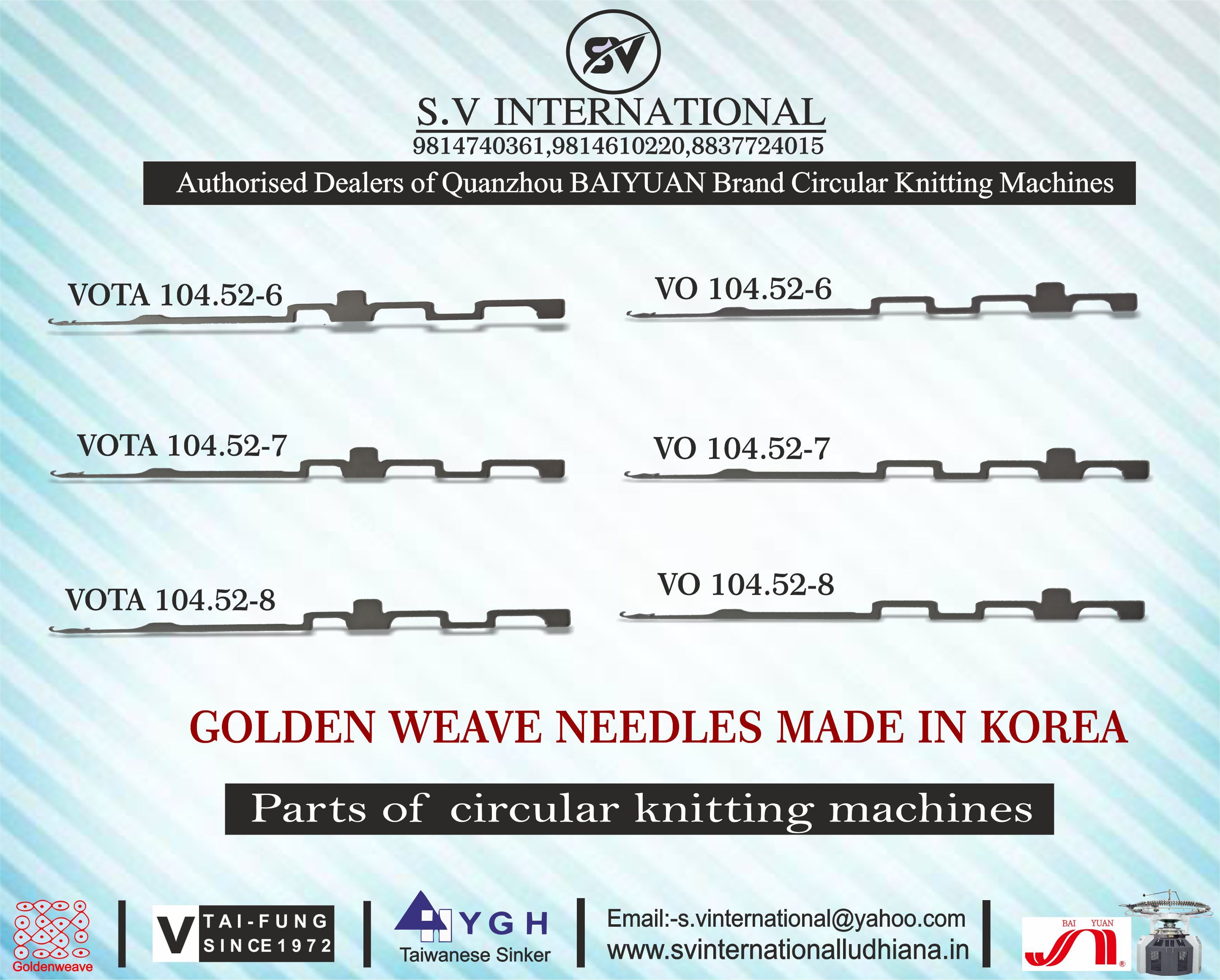 Golden Weave Brand Circular Knitting Machine Needles Originated From South Korea