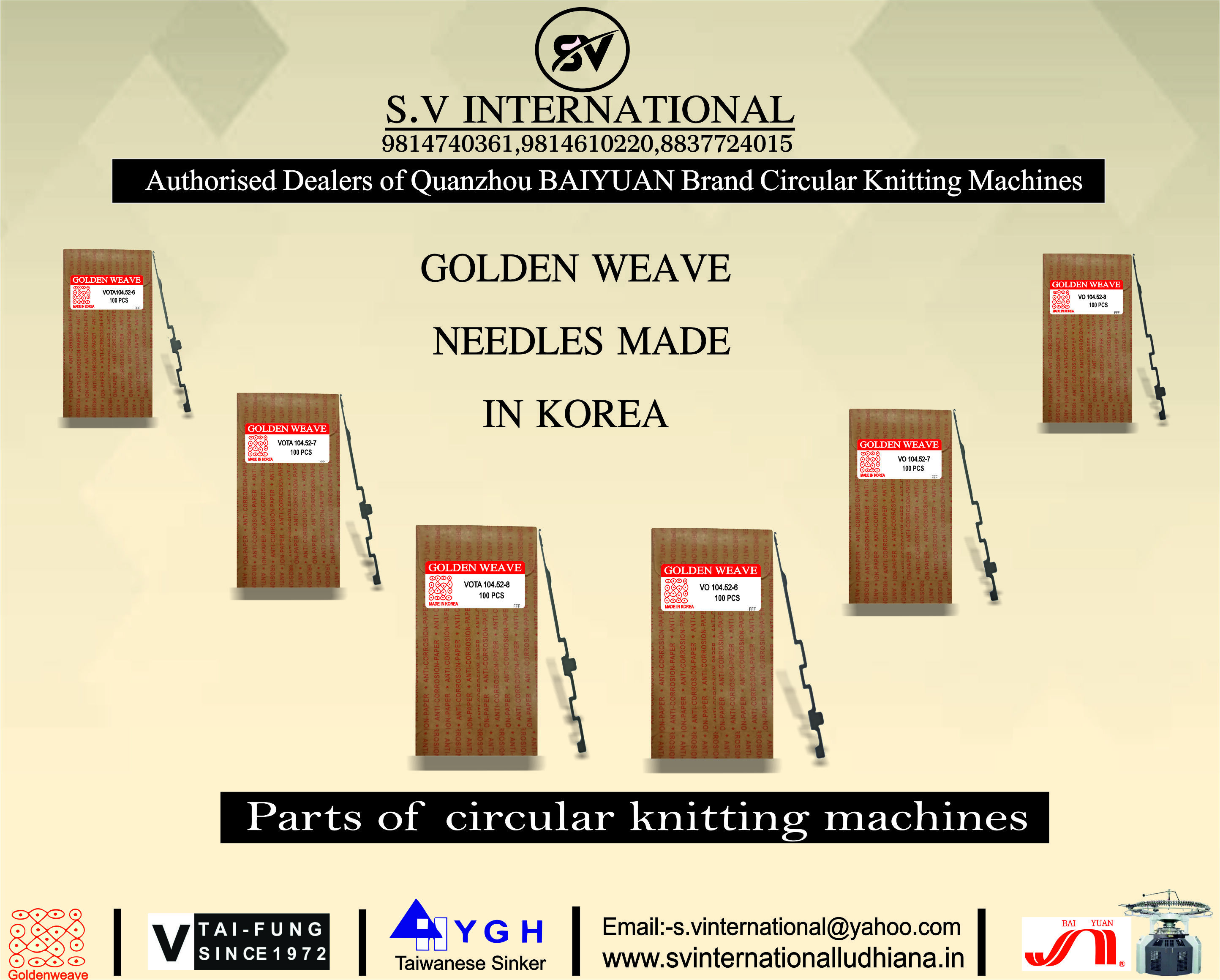 Golden Weave Brand Circular Knitting Machine Needles Originated From South Korea
