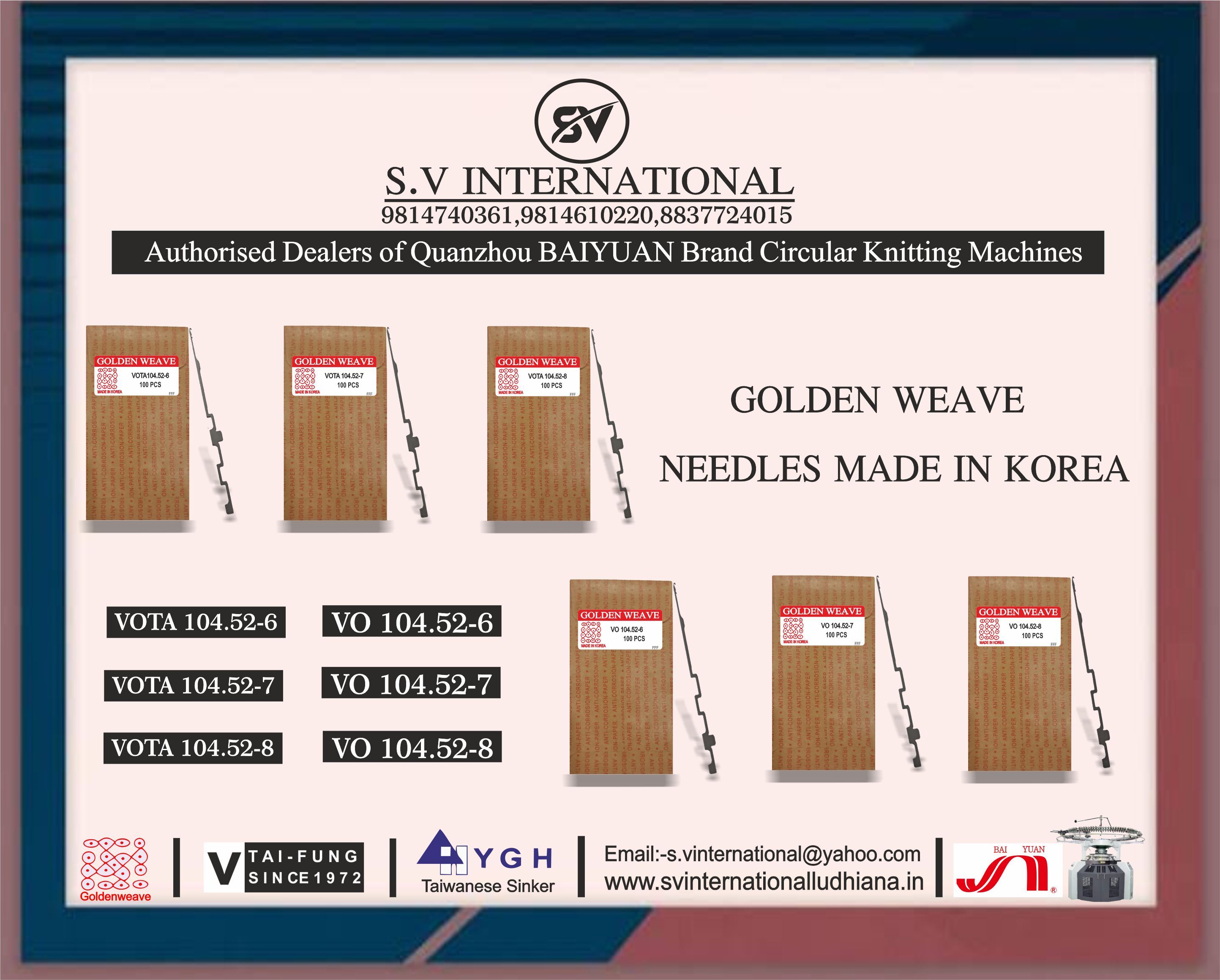 Golden Weave Brand Circular Knitting Machine Needles Originated From South Korea