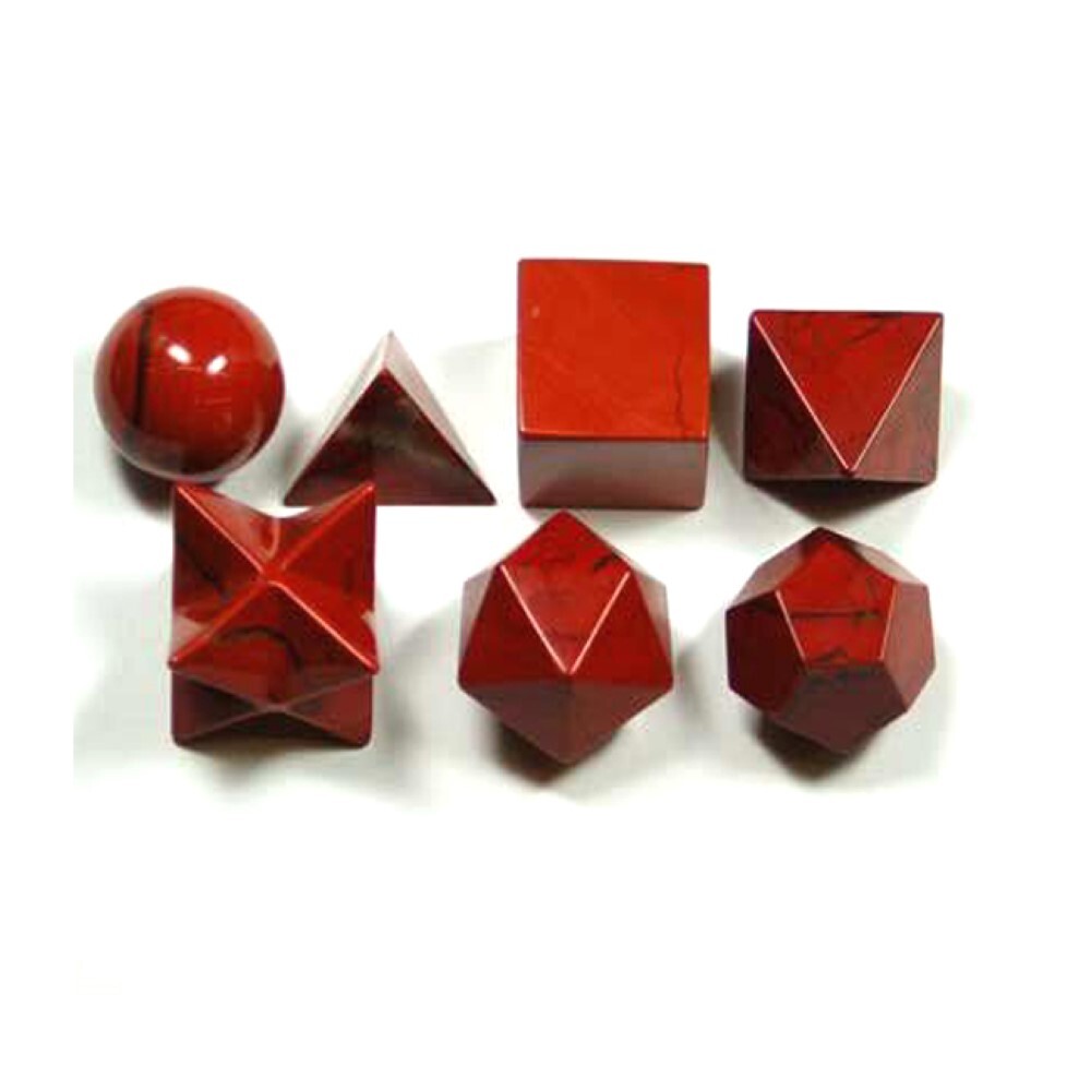 Natural Red Jasper Gemstone Platonic Solids Geometry Set - Shape: Square