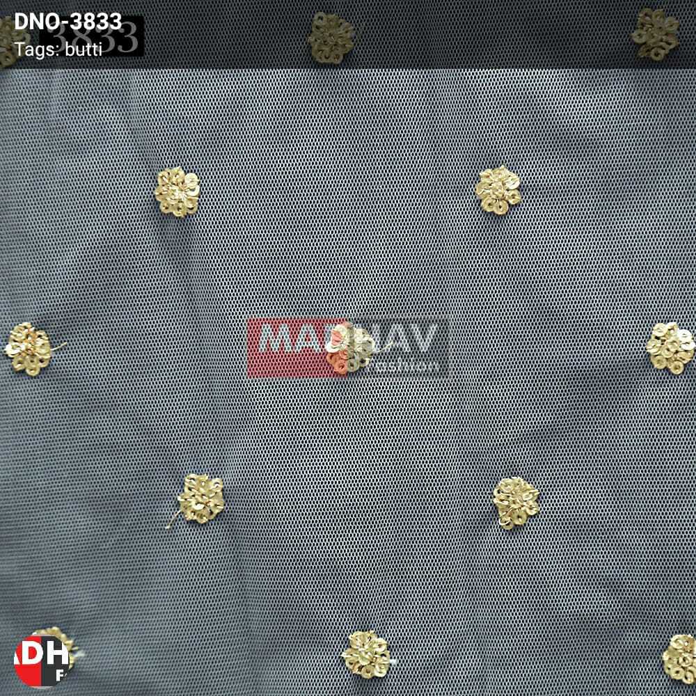 Sequine Butti Fabric - Cotton & Net, 44-inch Width, Multi-color | Lightweight, Versatile For Lehenga, Choli, Dupatta, And More