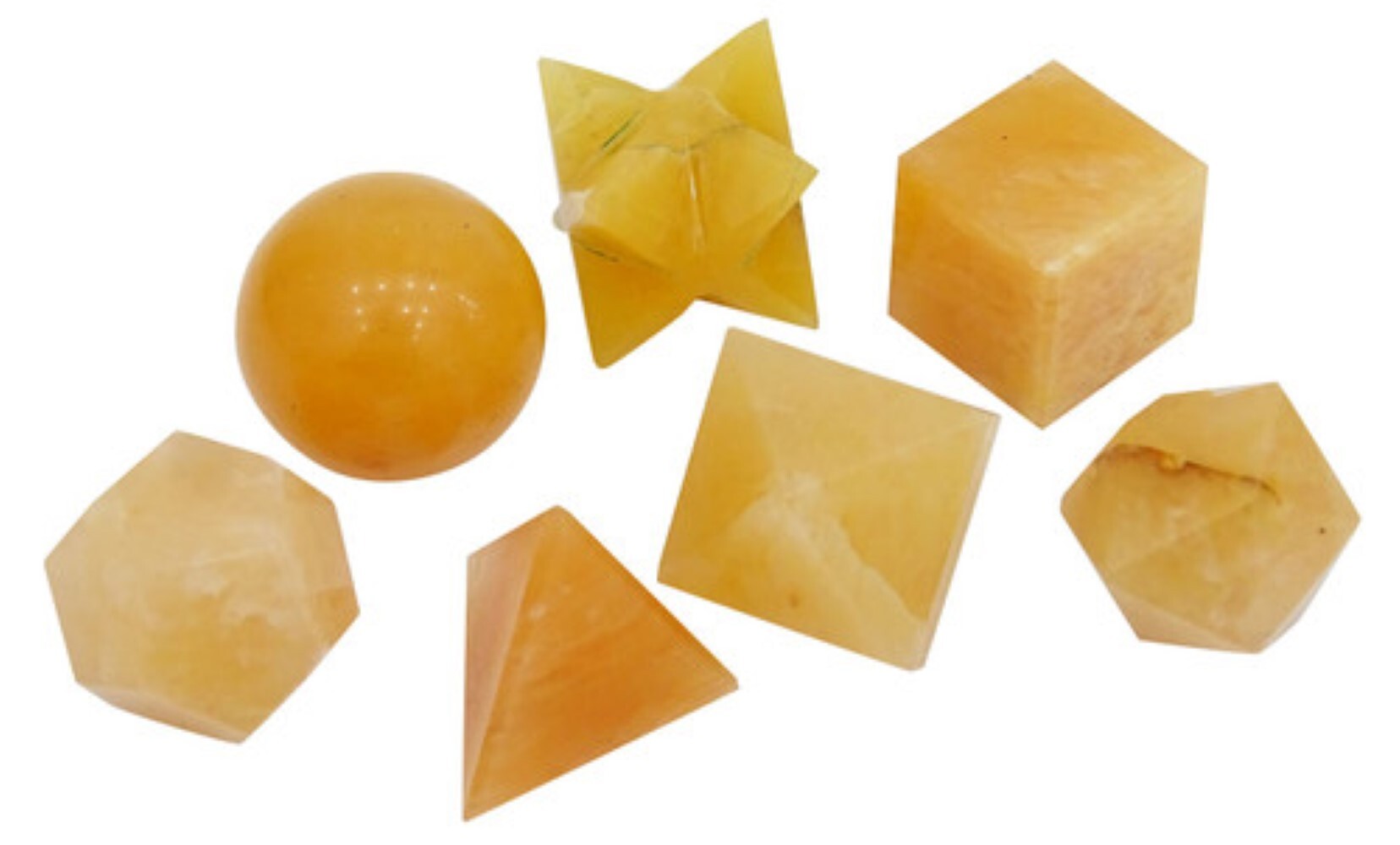 Natural Yellow Aventurine Gemstone Platonic Solids Geometry Set - Natural Stone, 5 Unique Pieces, Yellow Color , Perfect For Meditation And Gift Giving