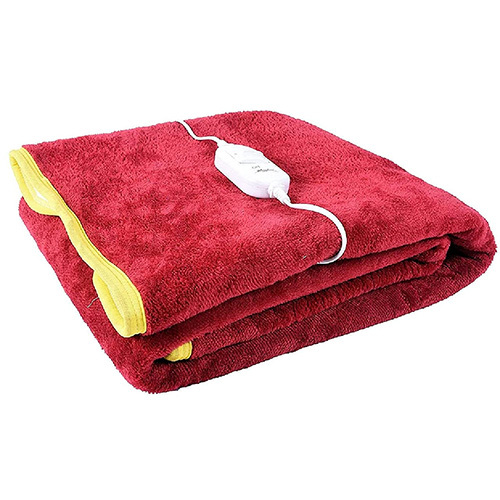 Maroon Double Bed Electric Blankets - Pattern: Plain Dyed