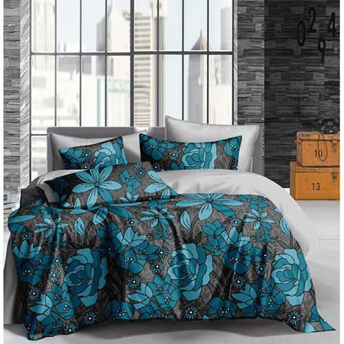 Blue Comforter Set - Full Size Printed Fabric | Luxurious Home & Hotel Bedding