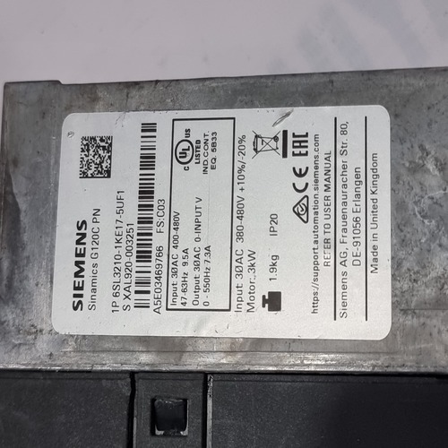 Electric Panel Siemens 6sl3210-1ke17-5uf1 Power Module