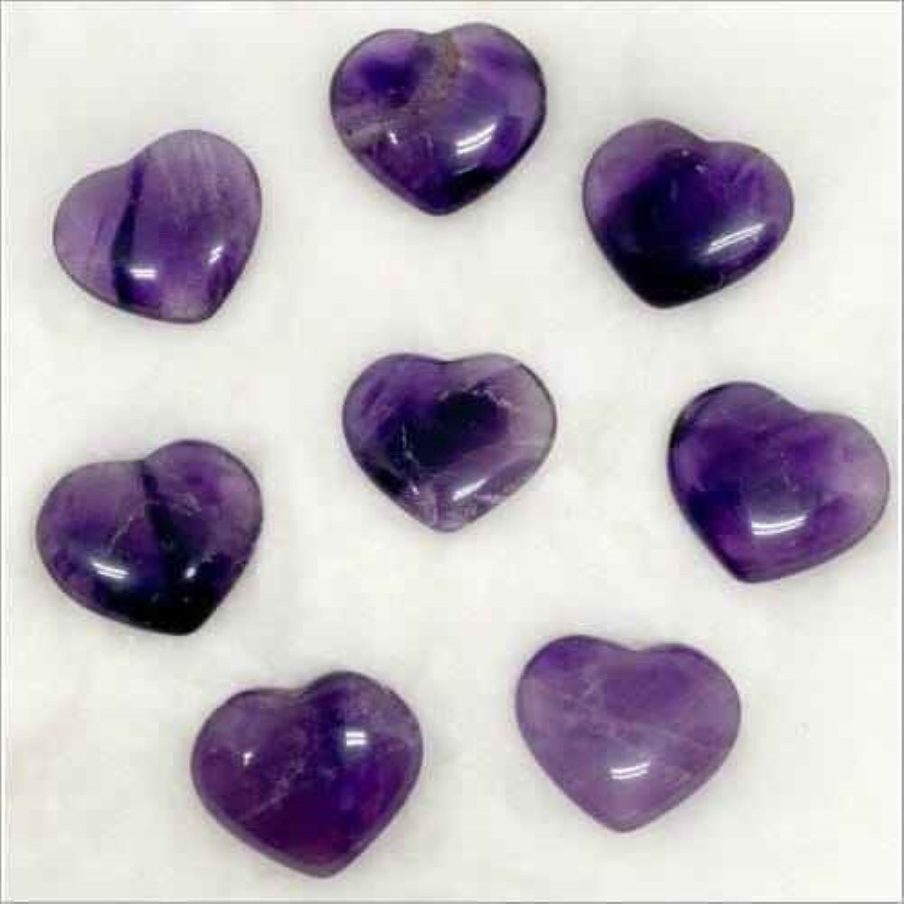 Natural Amethyst Gemstone Crystal Puffy Heart - Color: Purple