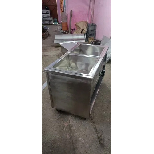 Ss Commercial Food Warmer - Stainless Steel, 2 Feet X 4 Feet X 34 Inch Height, Silver | Industrial Usage With 2 Pan Design