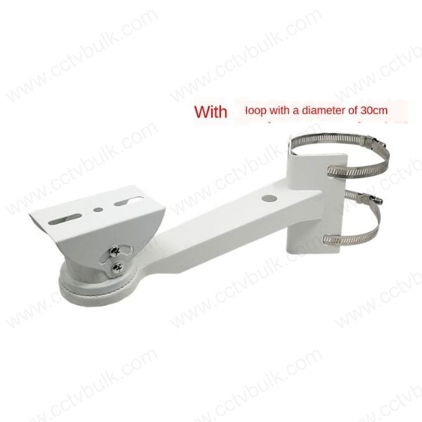Cctv Camera Pole Mount Bracket 1ft - Stainless Steel, Adjustable Arms, White Color | Weatherproof, Easy Installation, Low Maintenance Design