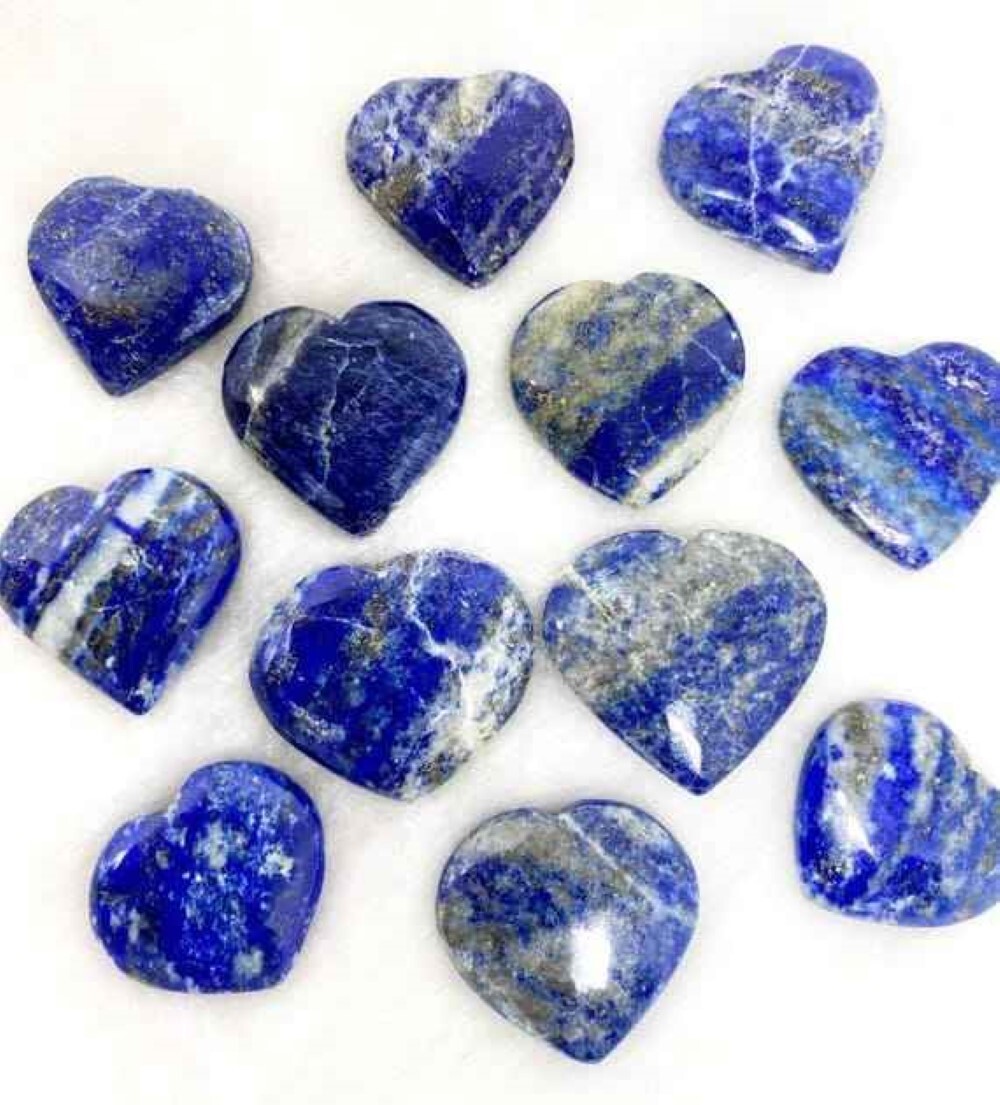 Natural Lapis Lazuli Stone Gemstone Crystal Puffy Heart - Color: Blue